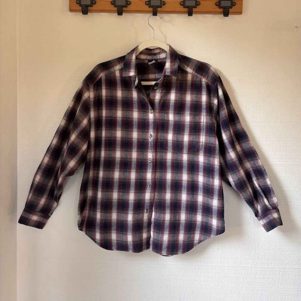 Vintage Palmetto’s Loafers Plaid Button Down Shirt - Purple, Navy & Cream